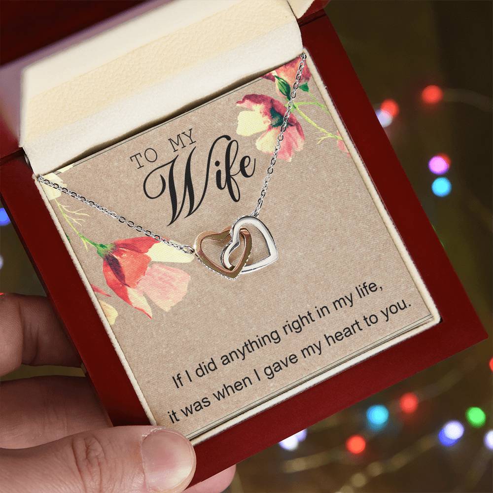 To My Wife Interlocking Hearts Necklace Message Card
