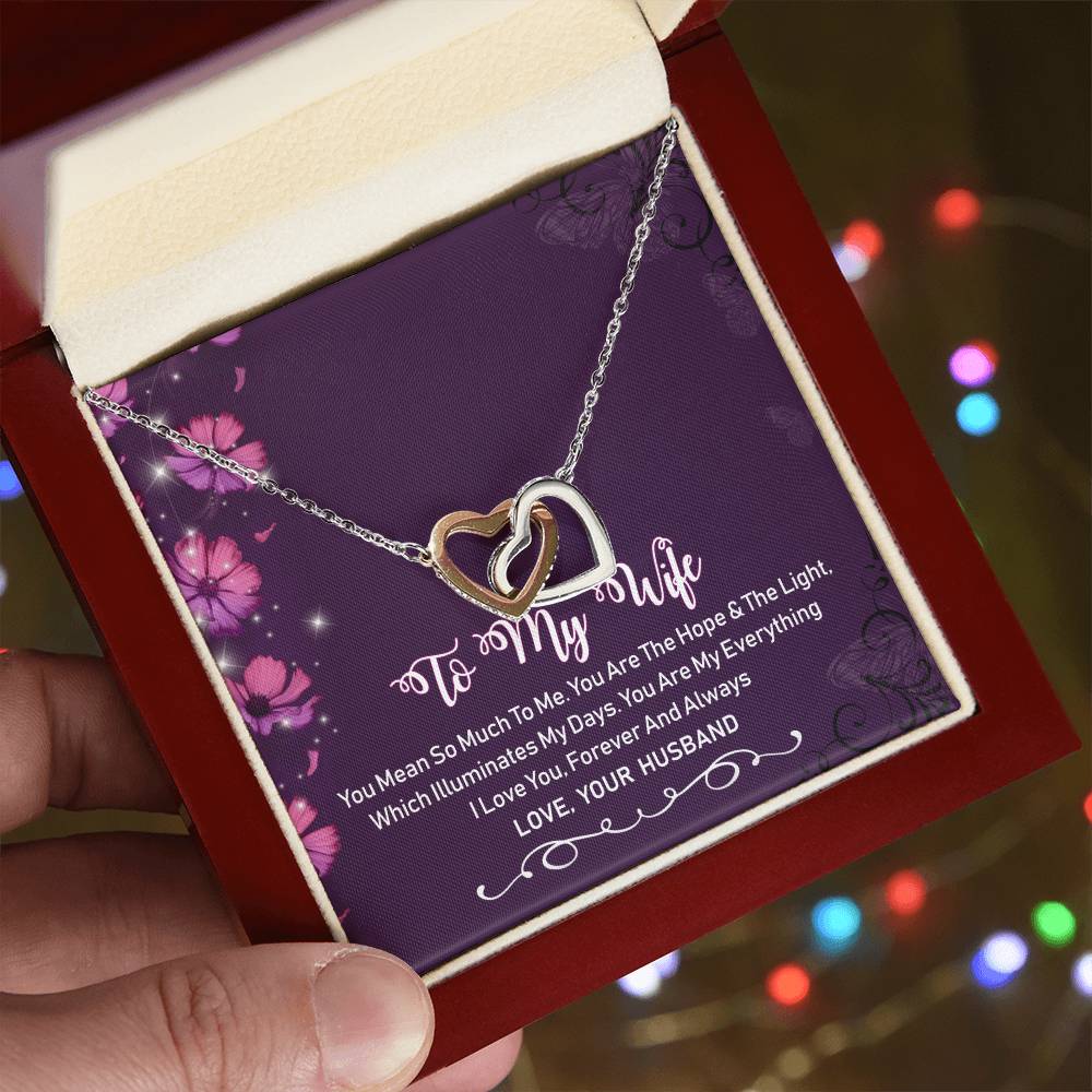 To My Wife Interlocking Hearts Necklace Message Card