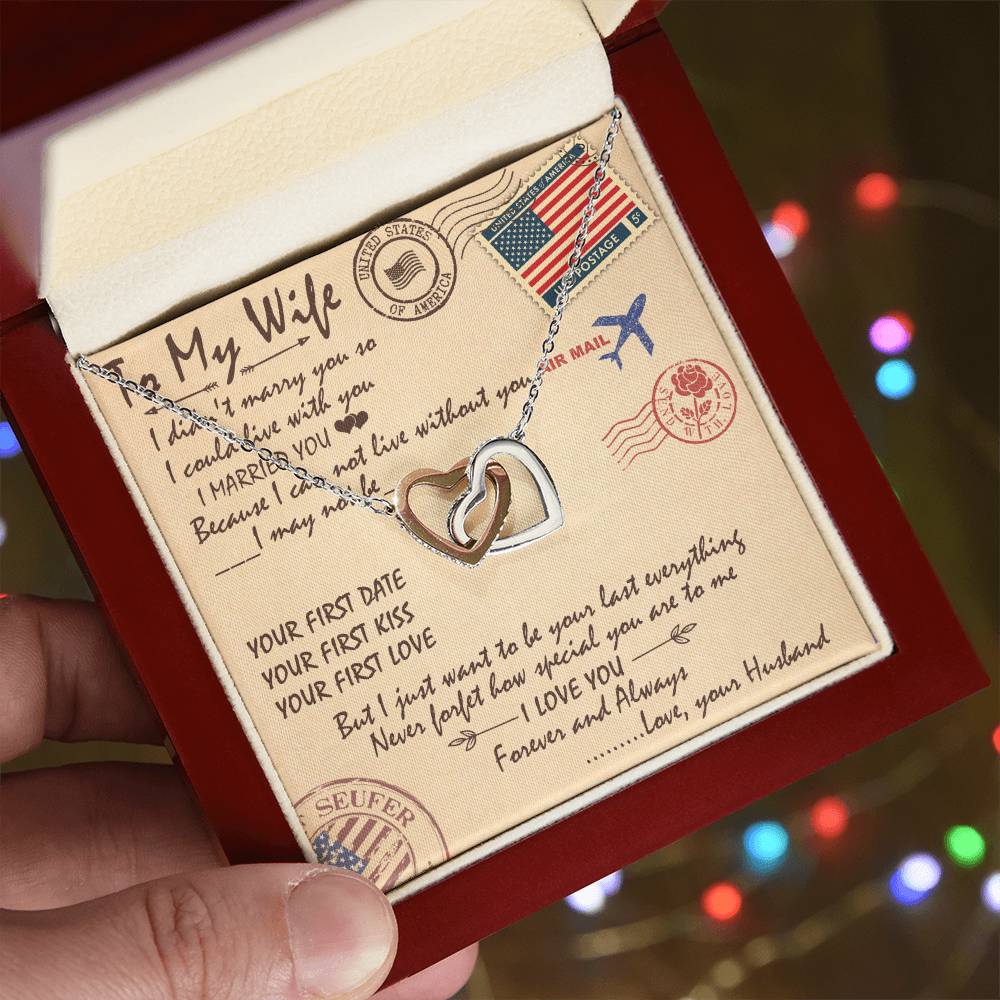To My Wife Interlocking Hearts Necklace Message Card