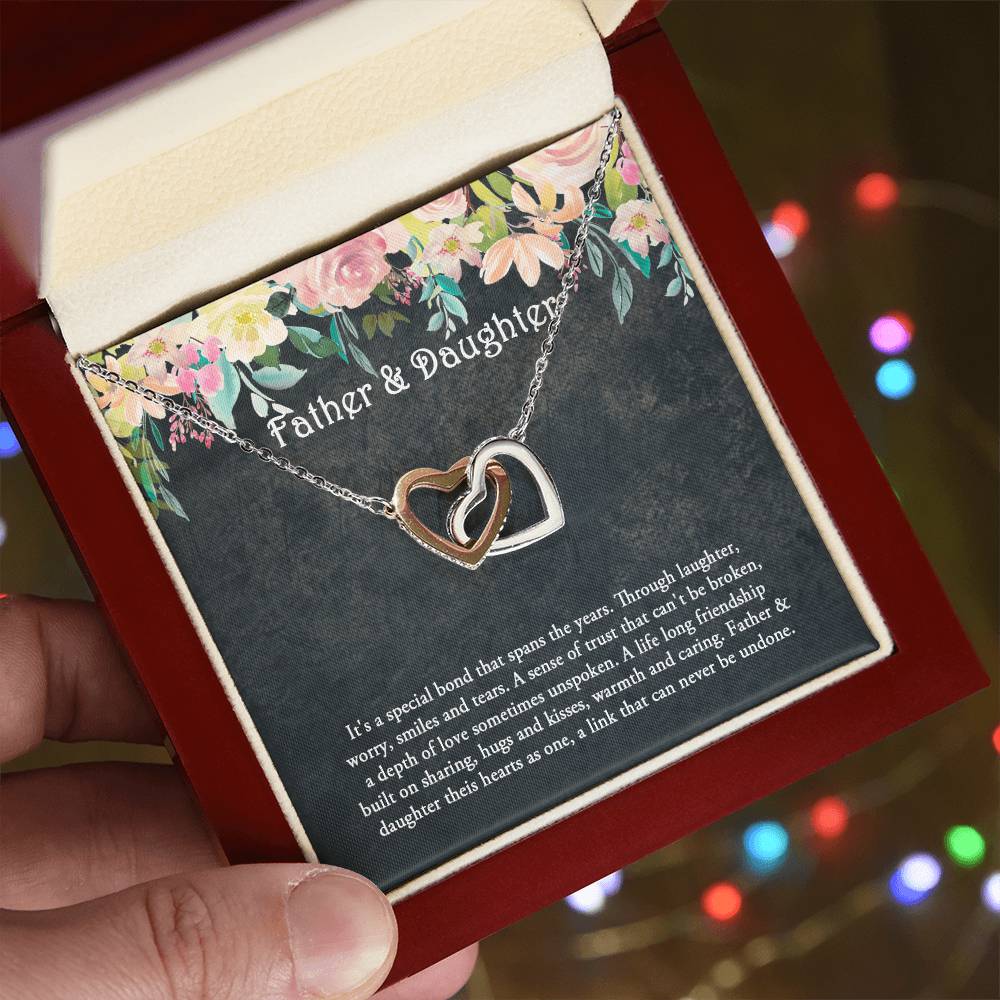 Father And Daughter Necklace Daughter Gift Father'S Day Gift Interlocking Hearts Necklace