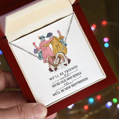 Friendship Interlocking Hearts Necklace - Friends Forever - F02