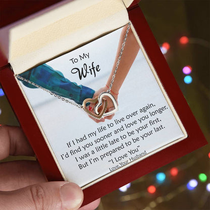 To My Wife - These Hearts Will Remind You Of My Love Interlocking Hearts Necklace