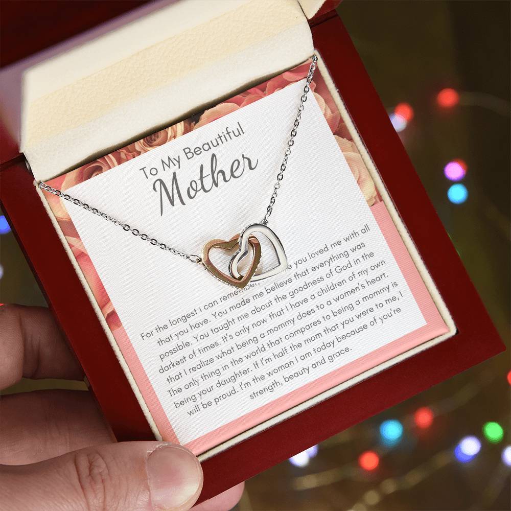 A Beautiful Gift For My Beatiful Mother Interlocking Hearts Necklace