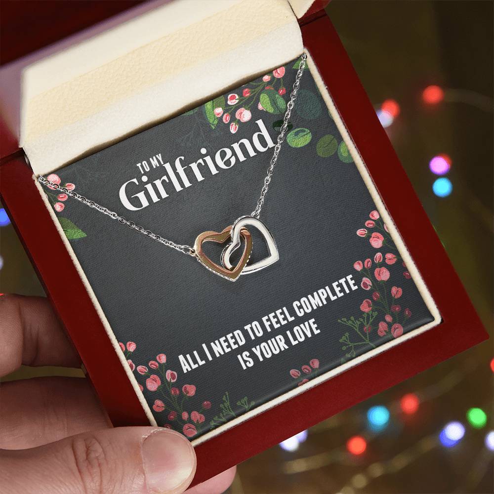 For Girlfriend Interlocking Hearts Necklace - All I Need Is Your Love