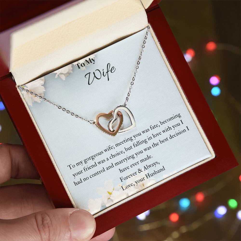 To My Wife Interlocking Hearts Necklace