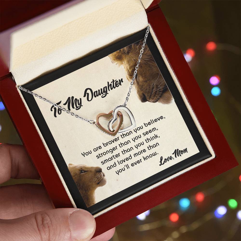 Gift For Daughter - You Are Braver - The Interlocking Heart Necklace Interlocking Hearts Necklace
