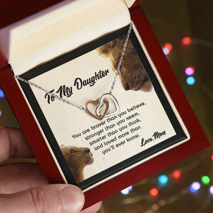 Gift For Daughter - You Are Braver - The Interlocking Heart Necklace Interlocking Hearts Necklace