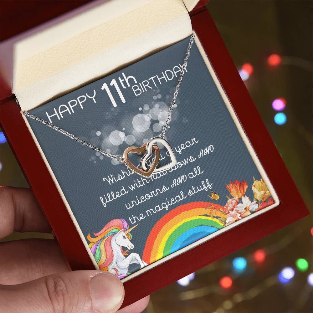 11Th Birthday Necklace Gifts For Girls Cute Unicorn 11 Years Old Girl Jewelry Gift For Daughter Niece Interlocking Necklace Xu246Il04 Interlocking Hearts Necklace