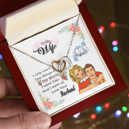 To My Wife Necklace Interlocking Hearts Necklace