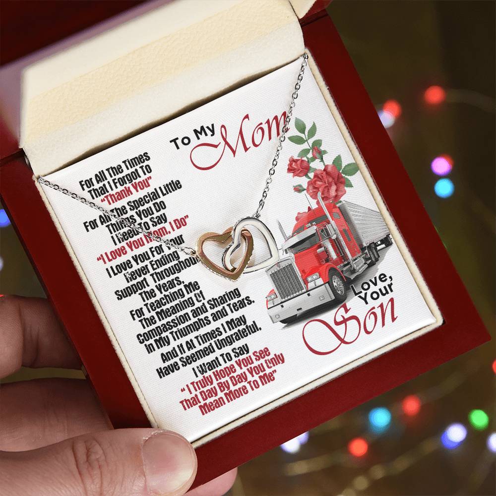 Trucker'S Mom- Interlocking Heart Necklace Interlocking Hearts Necklace