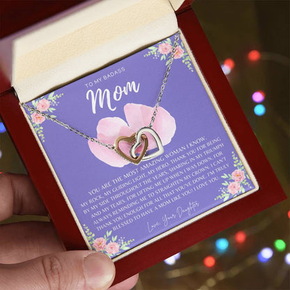 Badass Mom Gift To My Badass Mom Necklace Mother’S Day Gift Daughter To Mom Gift Gift From Daughter To Mom On Wedding Day Mom Gift Interlocking Hearts Necklace