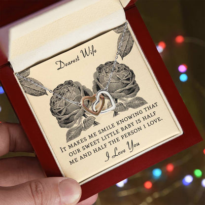 Dear Wife It Makes Me Smile Knowing That Our Sweet Little Baby Interlocking Hearts Necklace