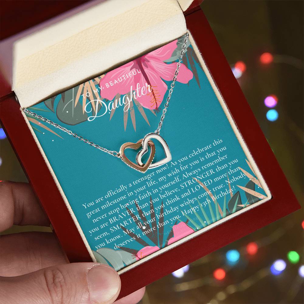 Gift For 13 Year Old Girl Gifts 13Th Birthday Girl 13Th Birthday Gift Thirteenth Birthday Necklace Teen Birthday Gift Official Teenager Interlocking Hearts Necklace