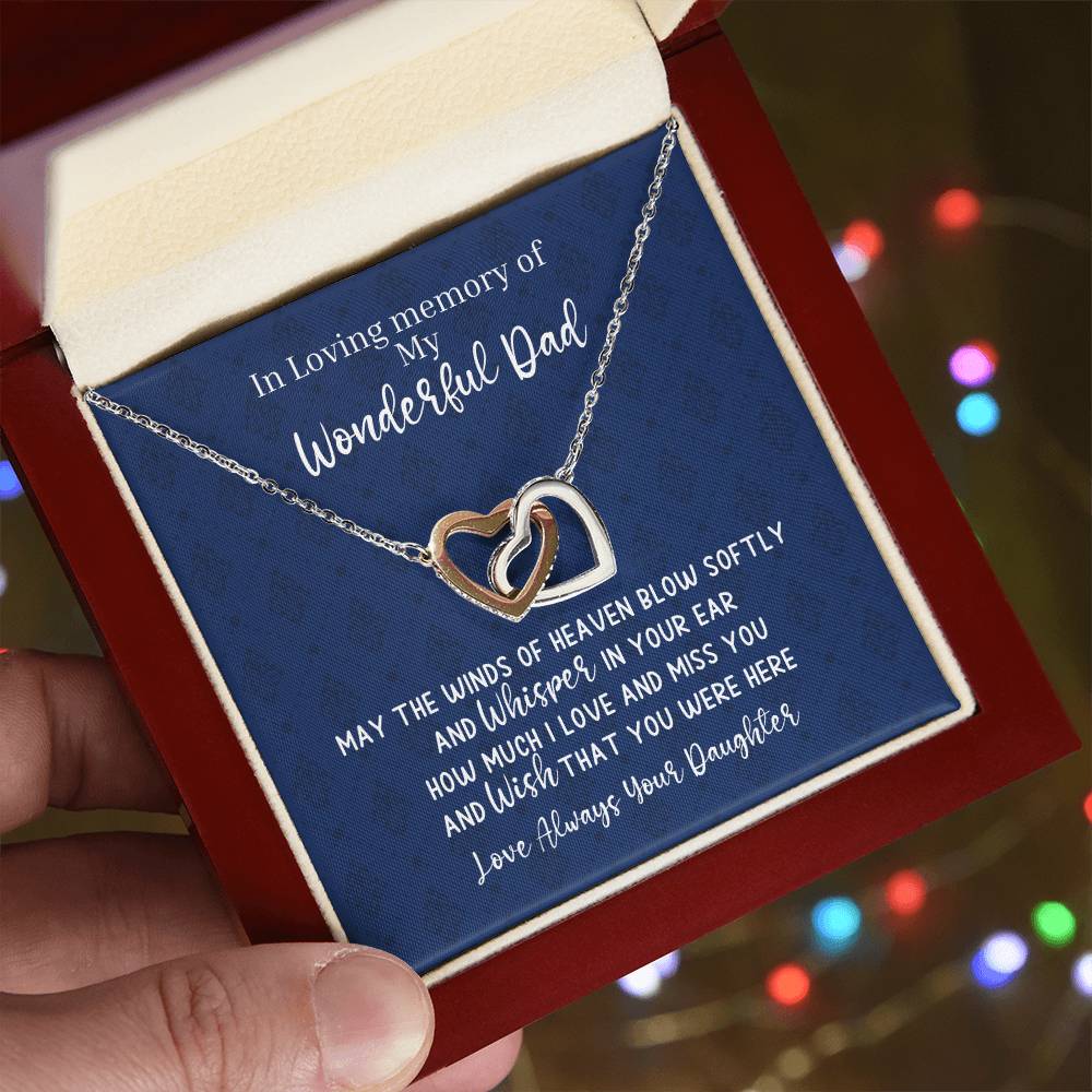 Dad Remembrance - 2 Hearts Necklace - Love Daughter Interlocking Hearts Necklace