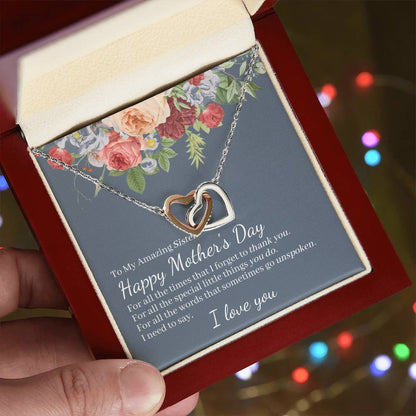 Amazing Sister Happy Mother'S Day Interlocked Hearts Necklace Interlocking Hearts Necklace