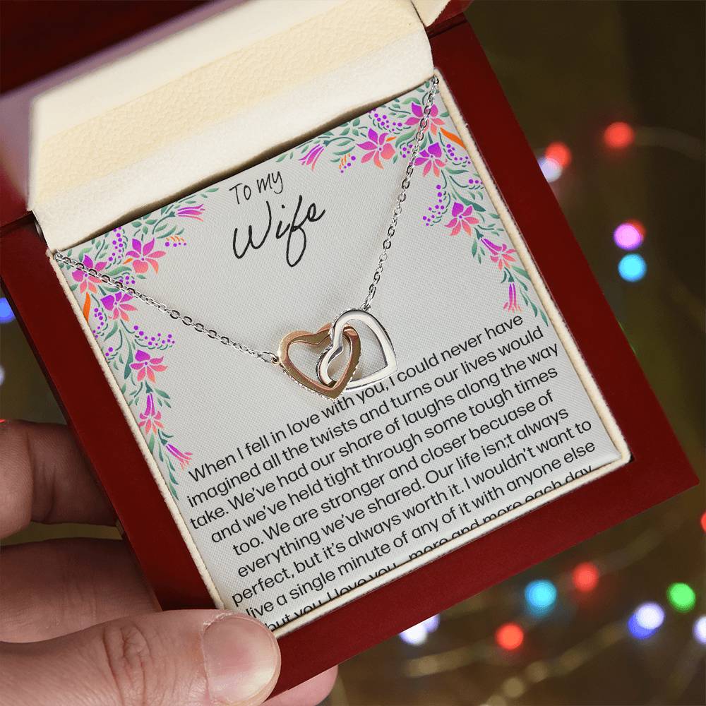 To My Wife When I Fell In Love With You - Lily Interlocking Hearts Necklace