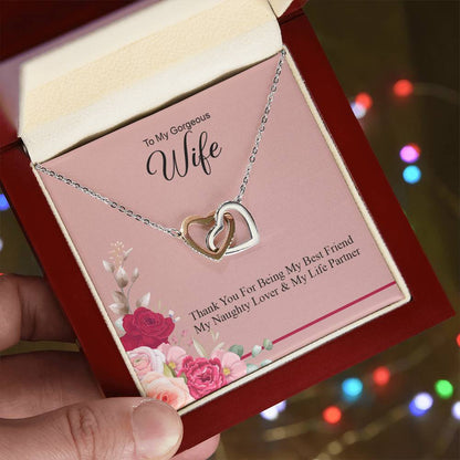 To My Wonderful Wife Love From Soulmate Love For Partner Interlocking Hearts Necklace