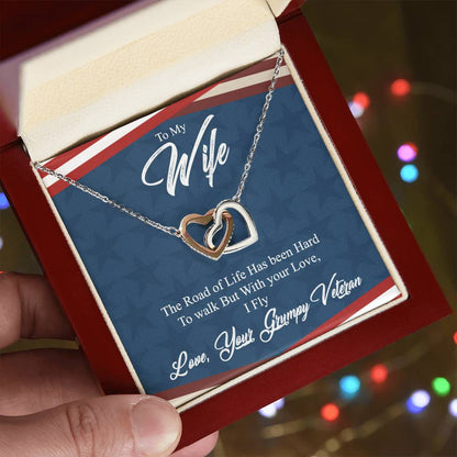 To My Wife-With Your Life I Fly-Interlocking Necklace Interlocking Hearts Necklace