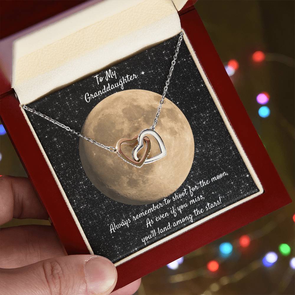 A Special Gift For Your Granddaughter. Two Hearts And An Encouraging Message! Interlocking Hearts Necklace