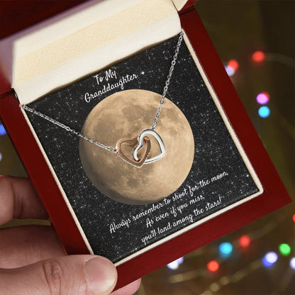 A Special Gift For Your Granddaughter. Two Hearts And An Encouraging Message! Interlocking Hearts Necklace