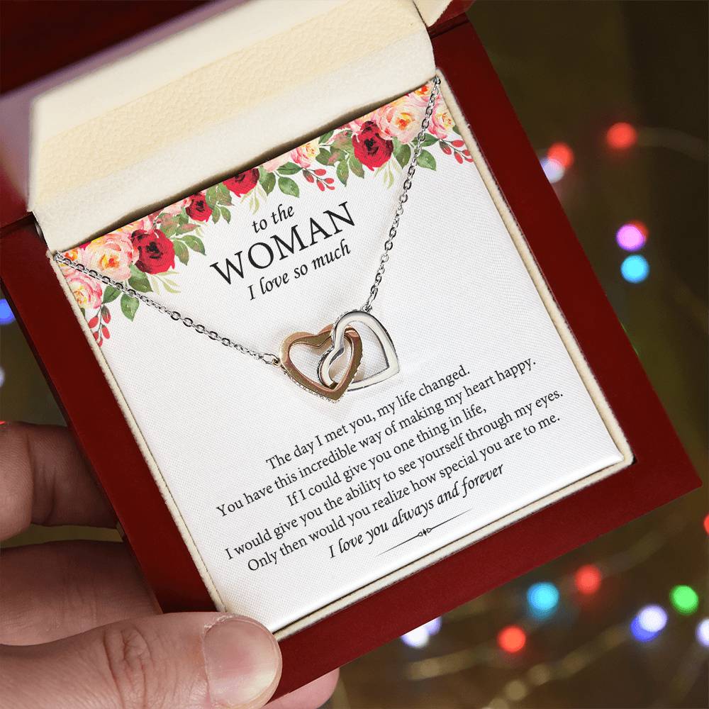 To The Woman I Love So Much Interlocking Heart Necklace Interlocking Hearts Necklace