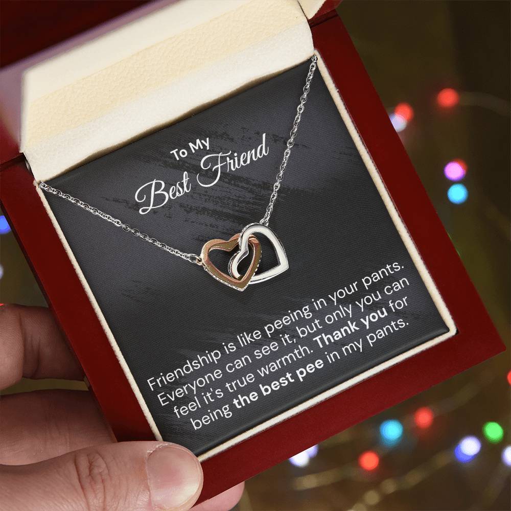Funny Gift For Your Best Friend Interlocking Hearts Necklace