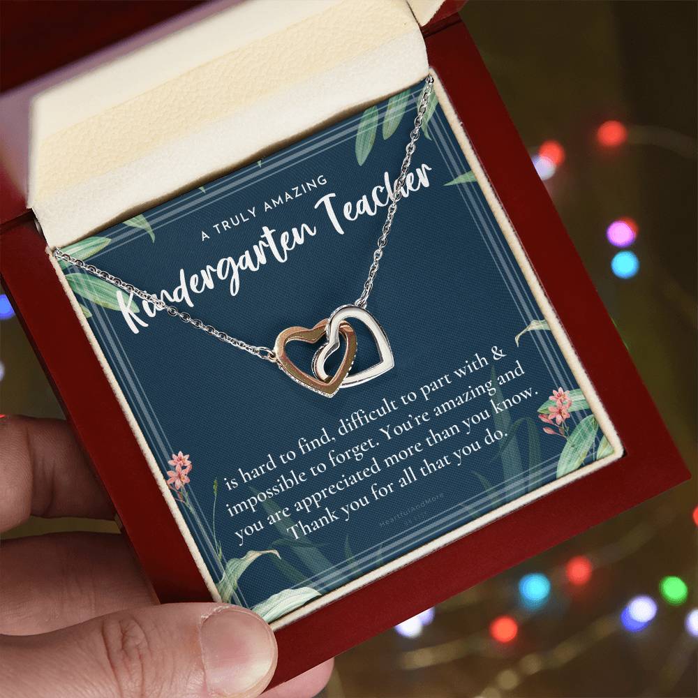 Gift For Kindergarten Teacher Kindergarten Appreciation Gift A Truly Amazing Kindergarten Gift Interlocking Hearts Necklace