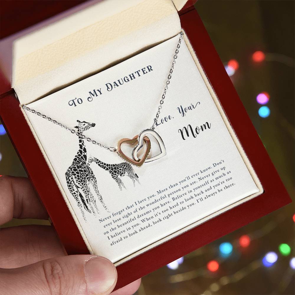 For Daughter - Never Forget That I Love You - Interlocking Hearts Necklace