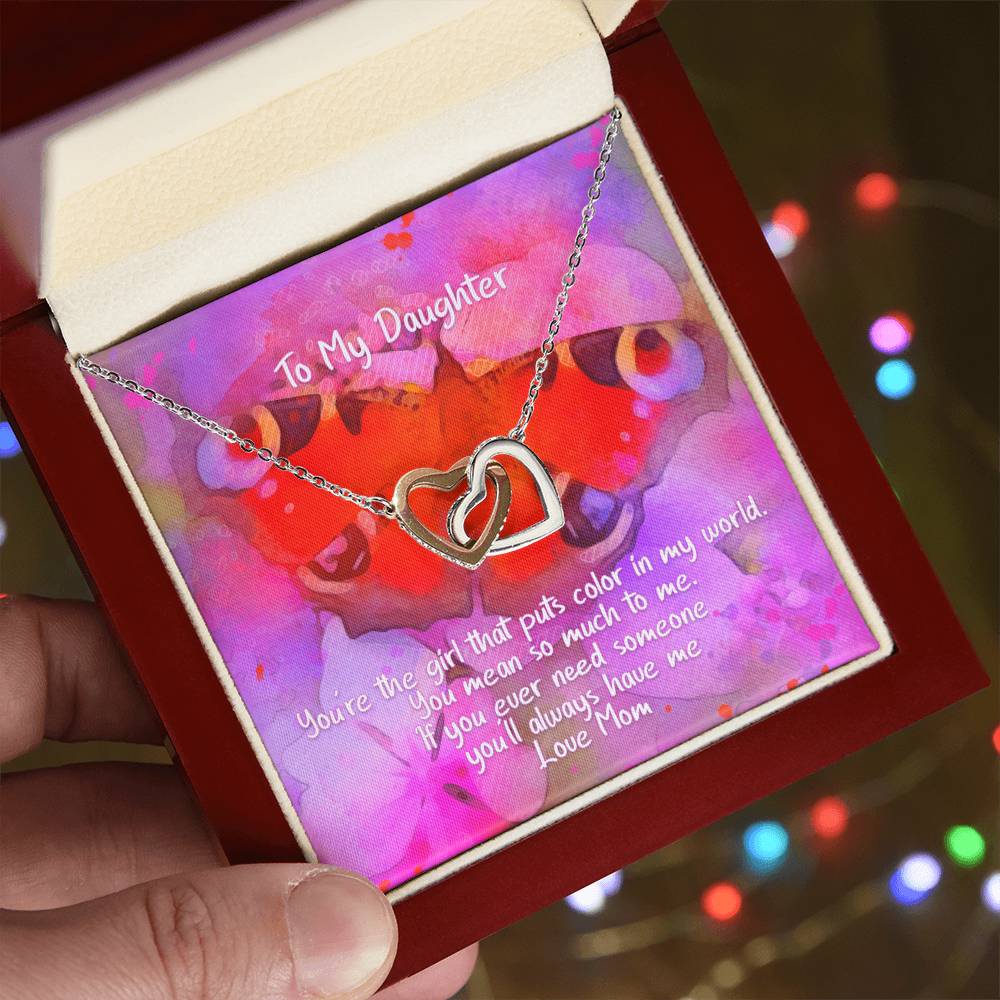 Daughter Color In My World - Hearts Necklace Interlocking Hearts Necklace