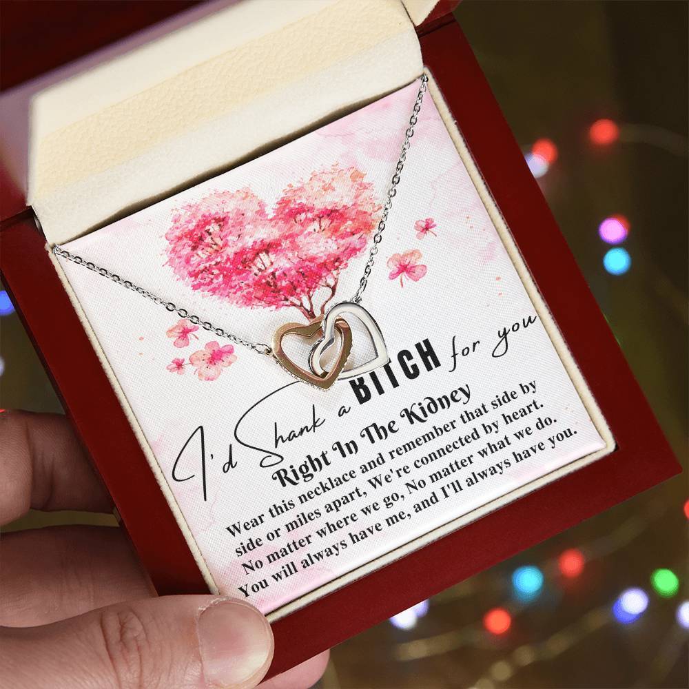 Funny Gift For Best Friend Woman I'D Shank A Bitch For You Right In The Kidney Birthday Gift For Her Necklace Gift For Sister Two Hearts Interlocking Hearts Necklace