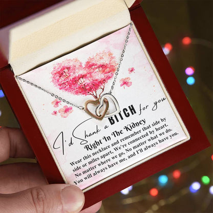 Funny Gift For Best Friend Woman I'D Shank A Bitch For You Right In The Kidney Birthday Gift For Her Necklace Gift For Sister Two Hearts Interlocking Hearts Necklace