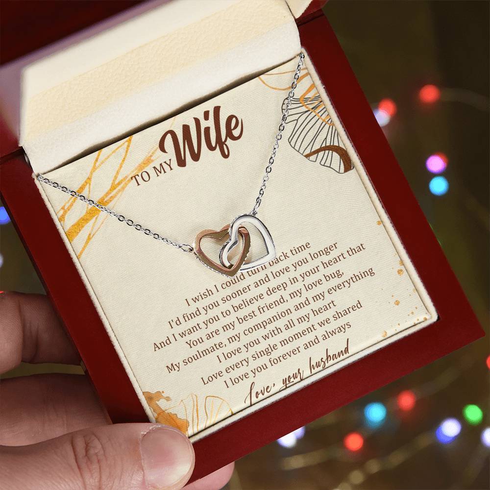 To My Wife Interlocking Hearts Necklace Message Card