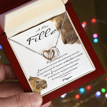 À Ma Fille - Ce Vieux Lion Te Soutiendra Toujours Interlocking Hearts Necklace