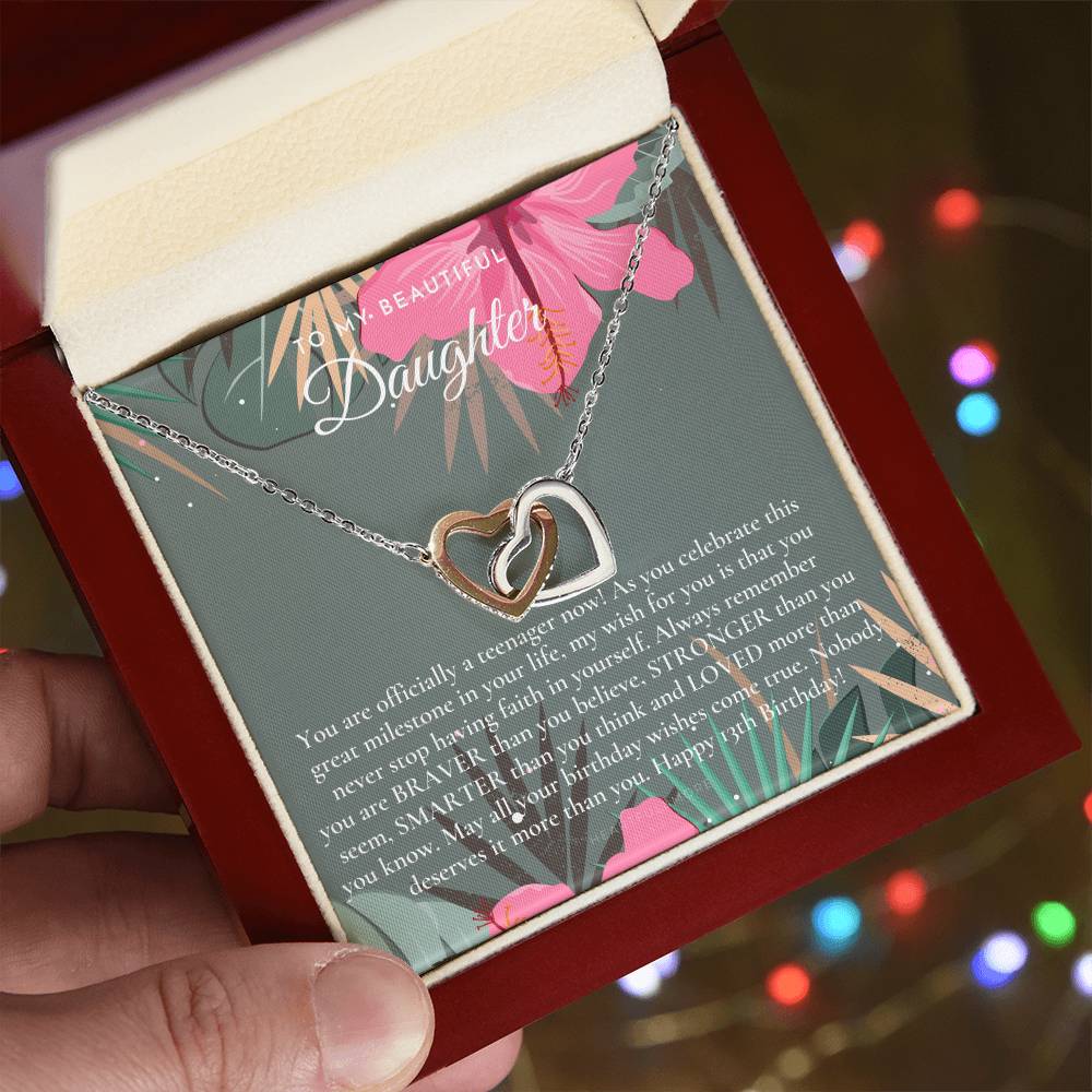 Gift For 13 Year Old Girl Gifts 13Th Birthday Girl 13Th Birthday Gift Thirteenth Birthday Necklace Teen Birthday Gift Official Teenager Interlocking Hearts Necklace