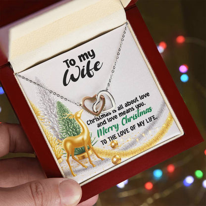 To My Wife Necklace Jewelry For My Wife Sentimental Gifts Necklace For Wife Christmas Gifts Necklace Gift Box Message Card Necklace Interlocking Hearts Necklace