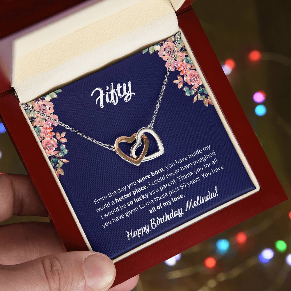 Fifty Birthday All Of My Love Interlocked Hearts Necklace Interlocking Hearts Necklace