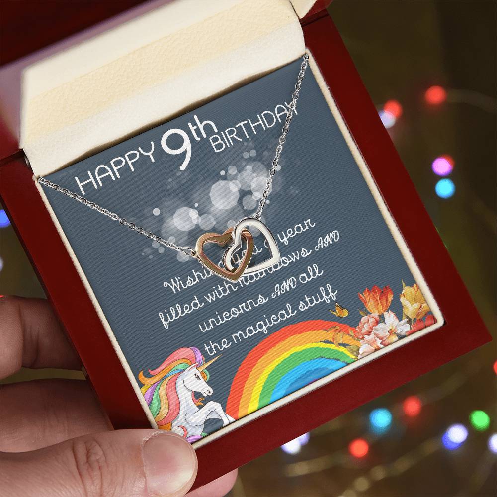 9Th Birthday Necklace Gifts For Girls Cute Unicorn 9 Years Old Girl Jewelry Gift For Daughter Niece Interlocking Necklace Xu246Il02 Interlocking Hearts Necklace