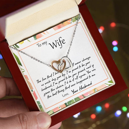 To My Wife The Love That I Have For You - Leaf Interlocking Hearts Necklace