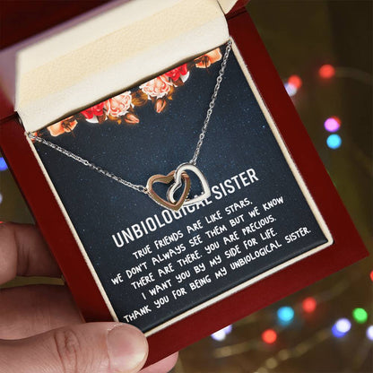 Unbiological Sister Necklace Soul Sister Best Friend Gift Step Sister Gift Interlocking Hearts Necklace