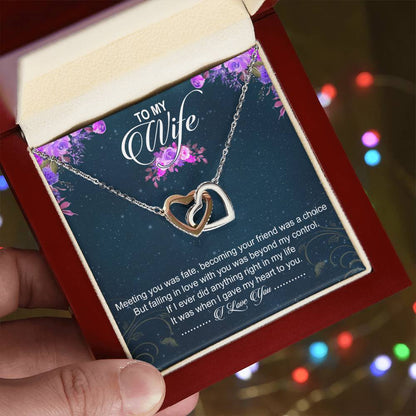 To My Wife Interlocking Hearts Necklace Message Card