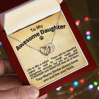 Awesome Daughter Linked Hearts Necklace Gift From Mom Interlocking Hearts Necklace