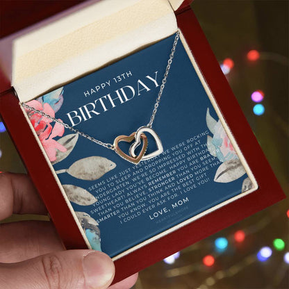 Gift For 13 Year Old Girl Gifts 13Th Birthday Girl 13Th Birthday Gift Thirteenth Birthday Necklace Teen Birthday Gift Official Teenager Interlocking Hearts Necklace