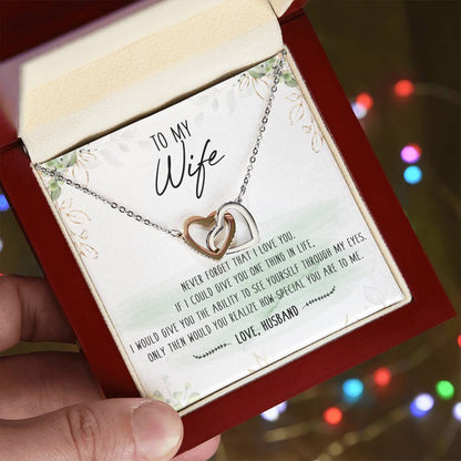 To My Wife Interlocking Hearts Necklace Message Card