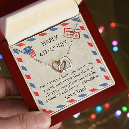 Fourth Of July Necklace Interlocking Hearts Necklace