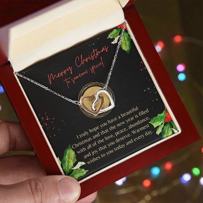 Christmas Interlocking Hearts Necklace Black Holly Someone Special