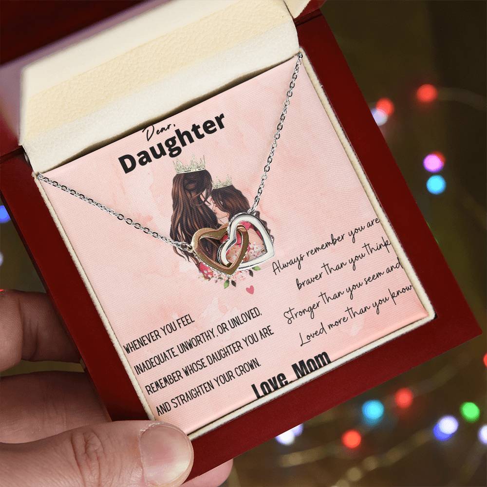 Dear Daughter Straighten Your Crown Interlocking Hearts Necklace