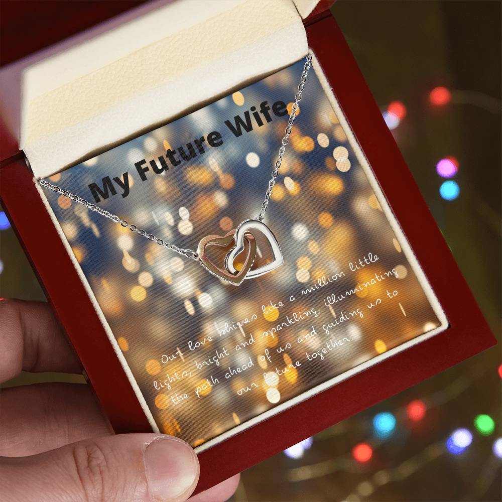 Entwined Hearts Necklace - My Future Wife - Our Love Shines Interlocking Hearts Necklace