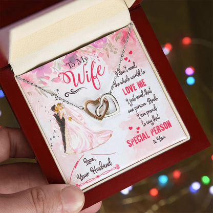 To My Wife Interlocking Hearts Necklace