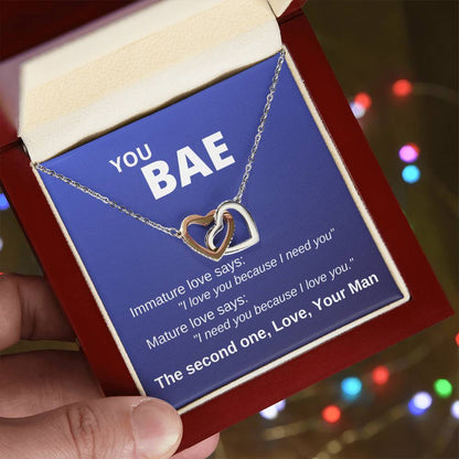 You Bae Linked Hearts Gift To Girlfriend Fiancee Wife Interlocking Hearts Necklace