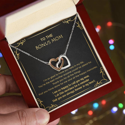 Gift For Bonus Mom - Glad To Have You - Interlocking Interlocking Hearts Necklace